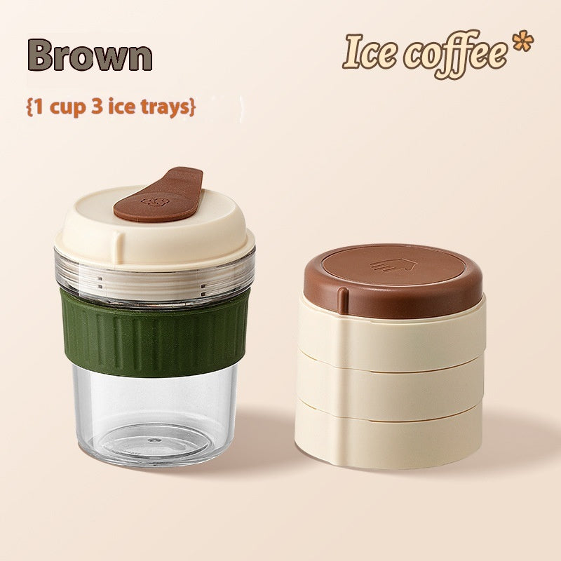 500ML Iced Brew Coffee Cup With Ice Cube Tray Kitchen dealsniper-net Cold Cup With Three Ice Tray 500ML