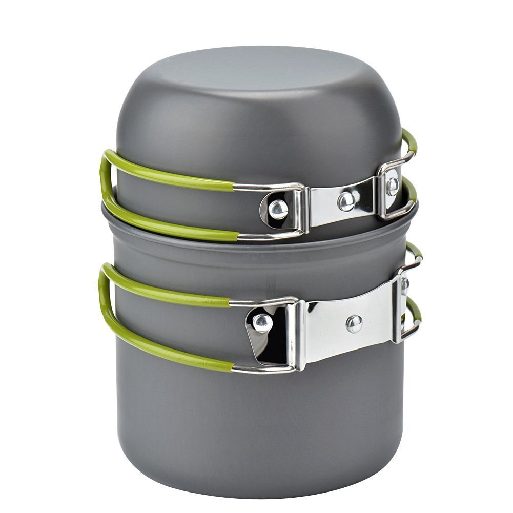 Camping Cookware Kit Outdoor Cooking Set Hiking Picnic Outdoor DealSniper.net Green kettle