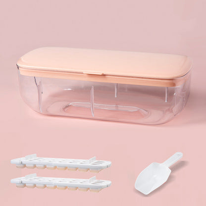 Ice Cube Tray With Storage Box Quick Demould Ice Cube Moulds Deals DealSniper.net Pink Double layer
