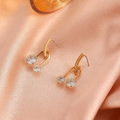 Copper Inlaid Zircon Hollow Small Gold Ball Earrings Jewelry dealsniper-net