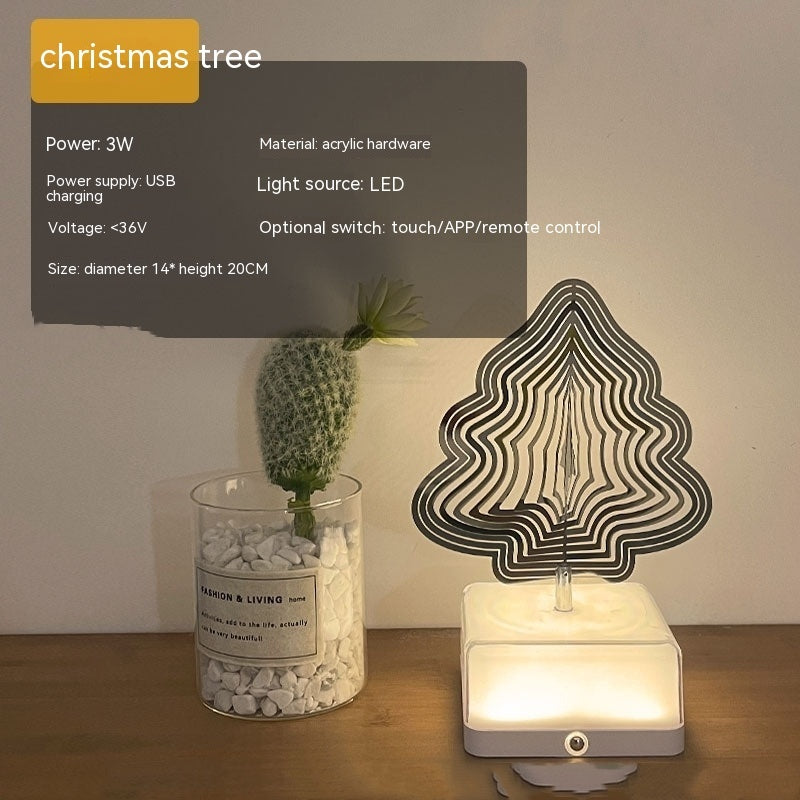 Creative Three-dimensional Rotating Ambience Light Bedroom Home Decor Gym From House 16 Mobile Phone Christmas Tree USB