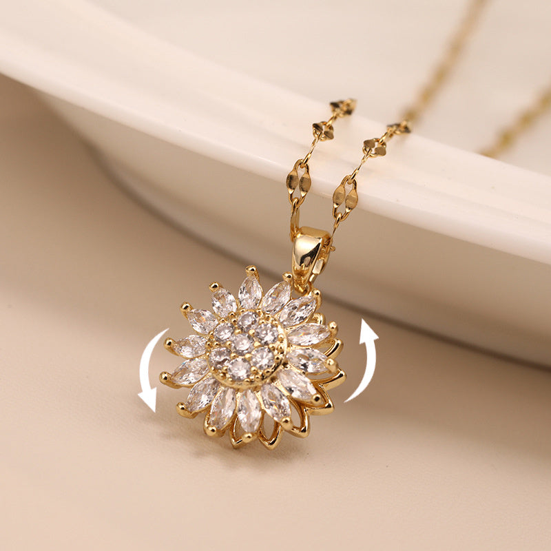 Double-layer Rotatable Sunflower Necklace Jewelry Jewelry dealsniper-net