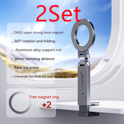 360-degree Rotating Folding Travel Mobile Phone Magnetic Bracket Gadgets Gym From House Grey 2Set