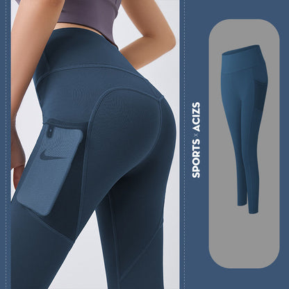 Yoga Pants Women With Pocket Leggings Sport Girl Gym Leggings Women Gym From House Blue 2XL