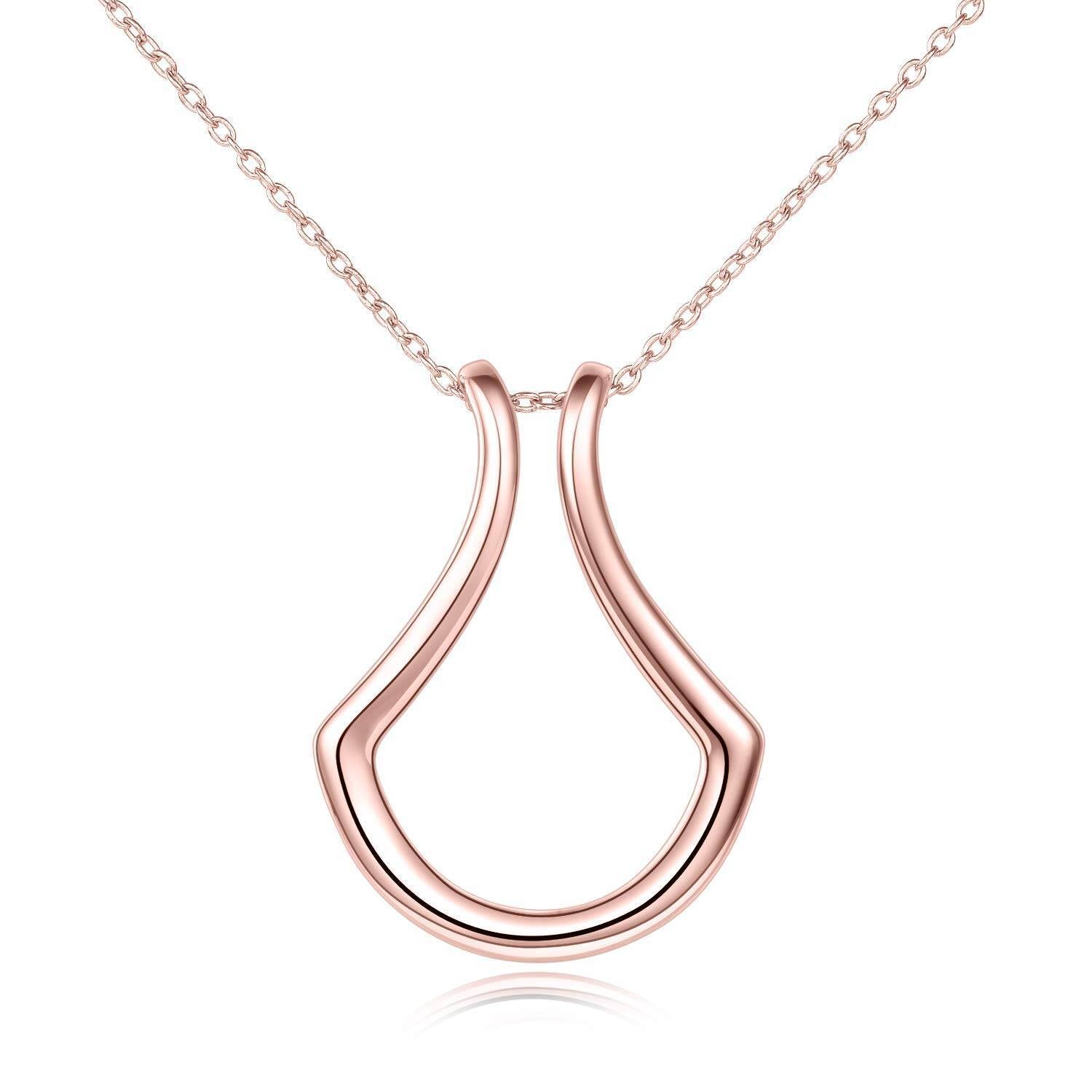 Sterling Silver Ring Holder Necklace Pendant Jewelry dealsniper-net rose gold Cable Chain