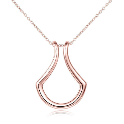 Sterling Silver Ring Holder Necklace Pendant Jewelry dealsniper-net rose gold Cable Chain