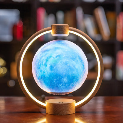Maglev Moon Light Bluetooth Speaker 3D Stereo Diy Colorful Glare Home DealSniper.net Wood grain starry sky AU