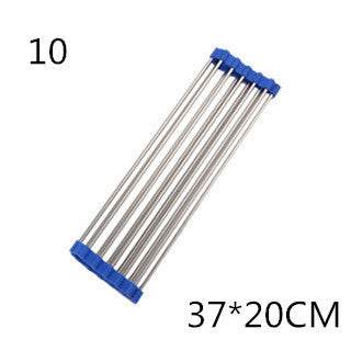 Folding Kitchen Drain Sink Rack Stainless Steel Kitchen DealSniper.net Blue 10L