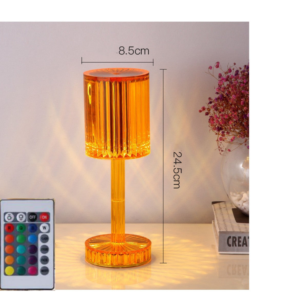 Crystal Table Lamp Hotel Decoration Diamond Warm Led Home dealsniper-net Amber Charging remote control16Color USB