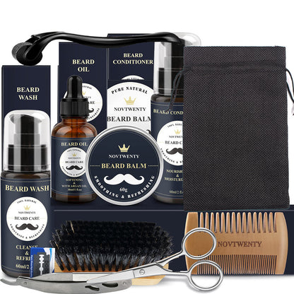 Care Roller Beard Care Balsam Comb Brush Pogonotomy Scissors Set Men dealsniper-net B
