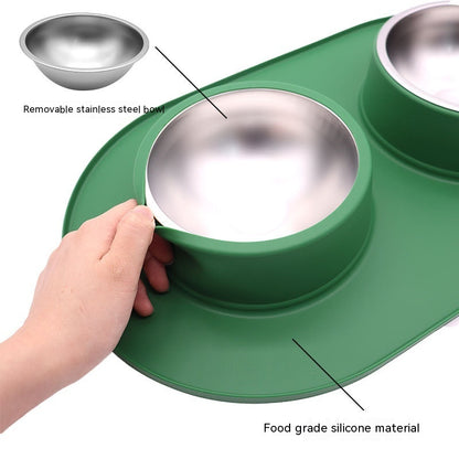 Pet Anti-skid Anti-splash Silicone Stainless Steel Bowl Pets Gym From House