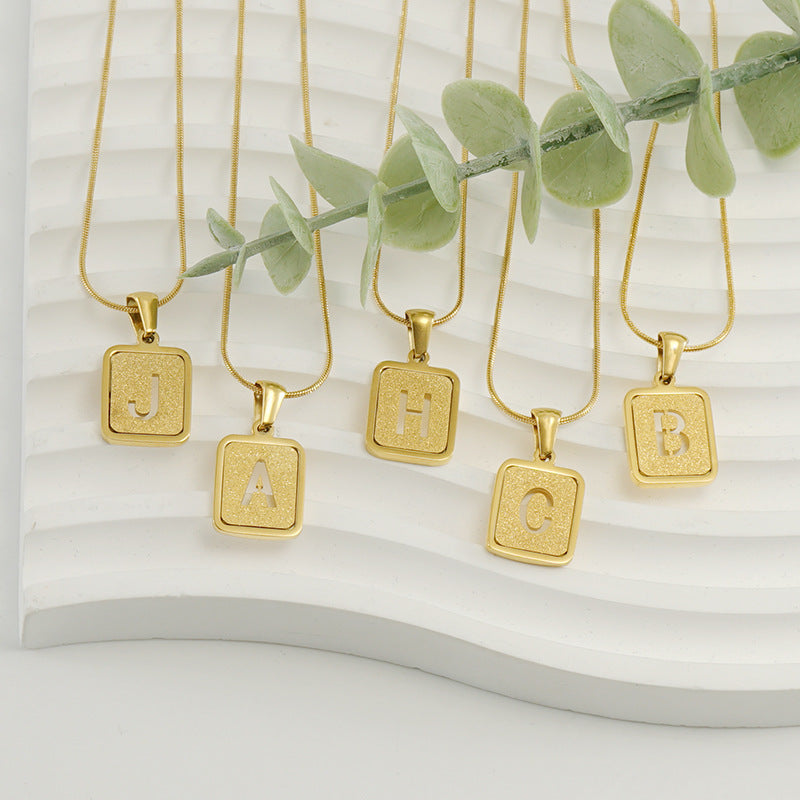 Alphabet Necklace 26 Letters Hollow Out Square 18K Necklace Fashion Jewelry Jewelry dealsniper-net