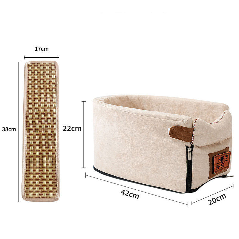 Cat Safety Seat Center Control Nest Pets dealsniper-net Oval beige plus summer mat 22x42x20cm