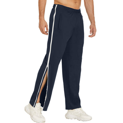 Men Trendy Zip Tearaway Basketball Sweatpants Loose Sports Men Gym From House Navy blue 2XL