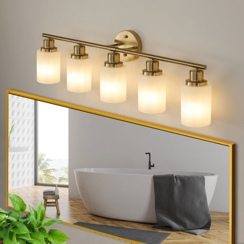 5 Lamps Gold Bathroom Vanity Lamp Frosted Glass Home Decor dealsniper-net