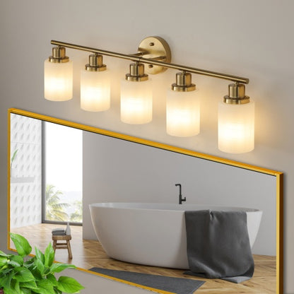 5 Lamps Gold Bathroom Vanity Lamp Frosted Glass Home Decor dealsniper-net