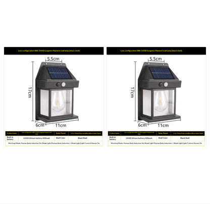 Outdoor Solar Tungsten Wall Light With Motion Sensor IP65 Outdoor DealSniper.net Black Style14500 2PCS