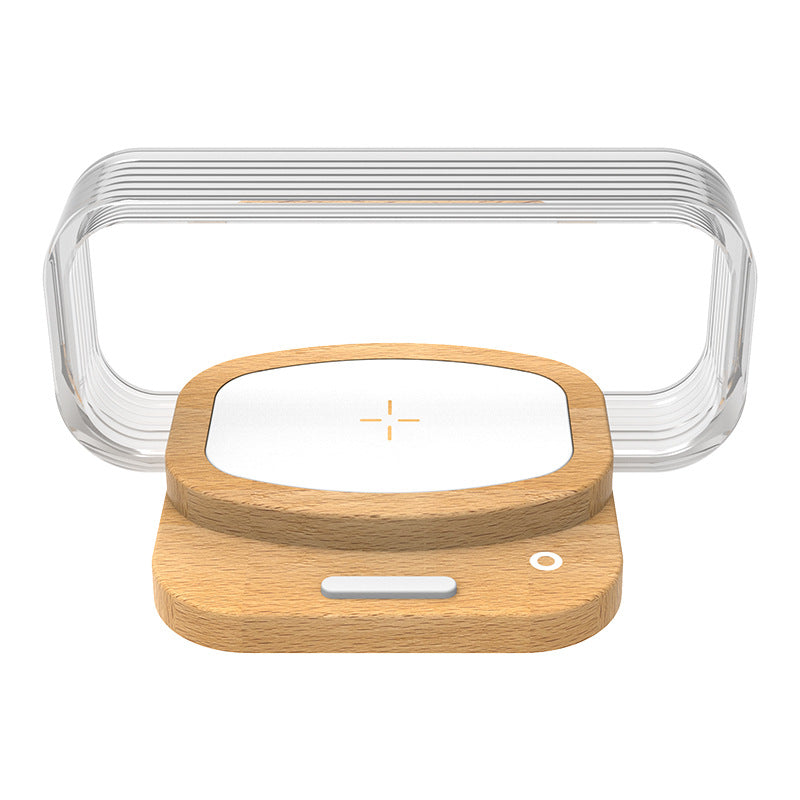 Wooden Mobile Phone Wireless Charger Small Night Lamp Electronics Gym From House 156X105X76mm USB