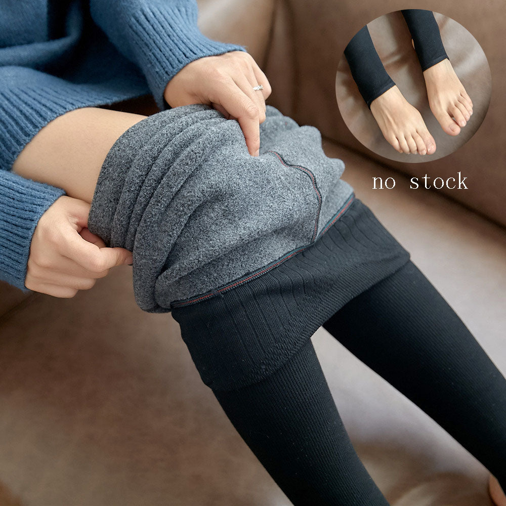 High Waist Stripes Leggings Winter Warm Thick High Stretch