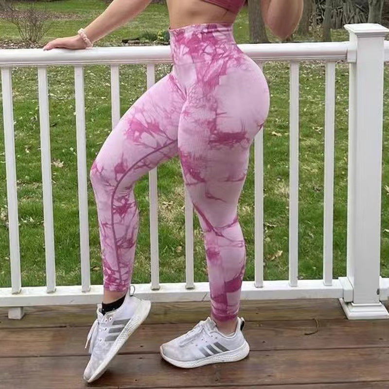 Tie Dye Leggings Women Fitness Yoga Pants Seamless Women Gym From House Pink L