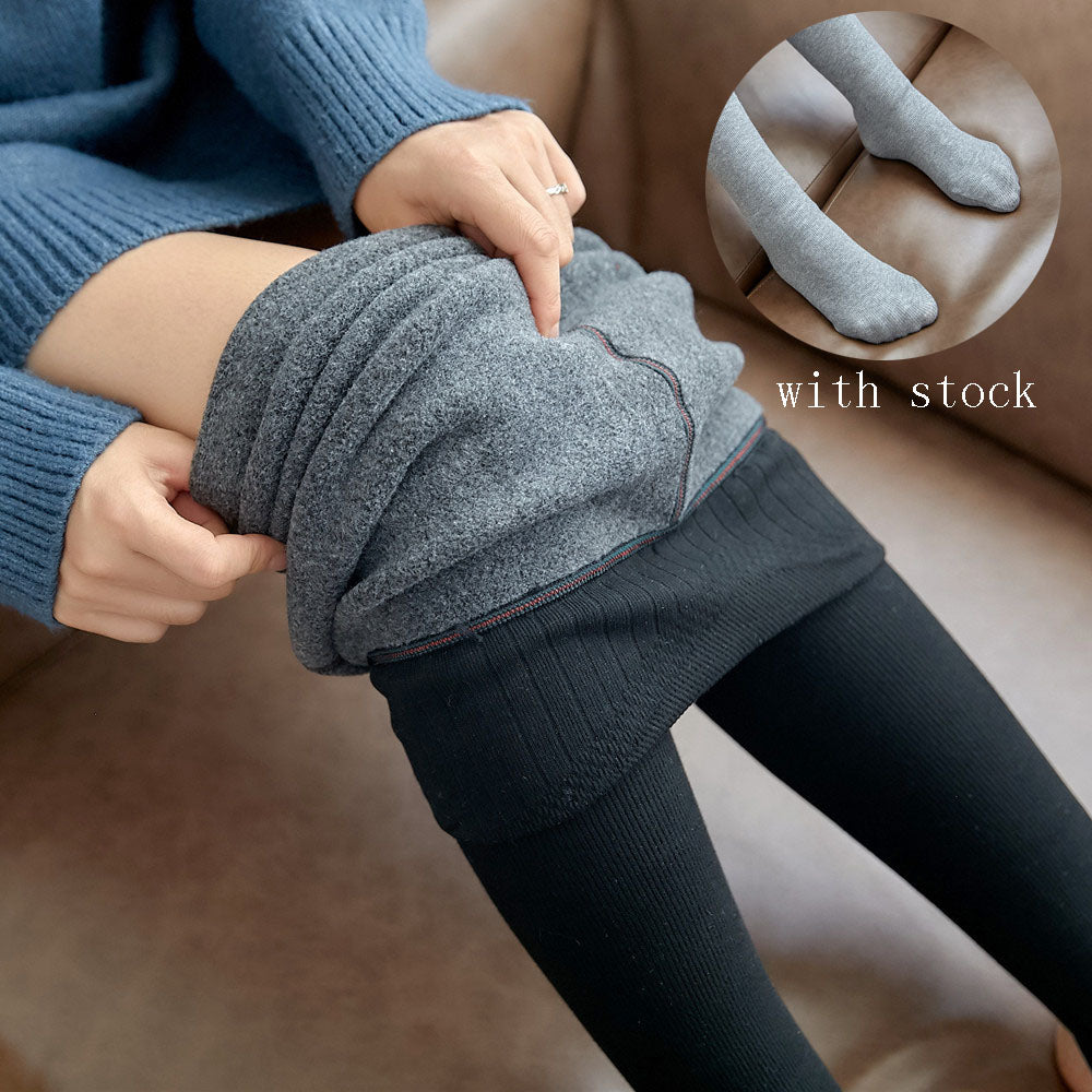 High Waist Stripes Leggings Winter Warm Thick High Stretch