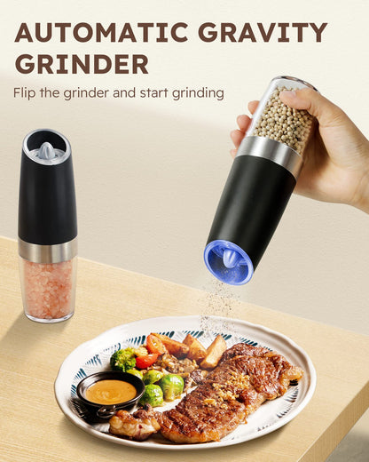 Gravity Electric Salt And Pepper Grinder Set Automatic Shakers Kitchen dealsniper-net