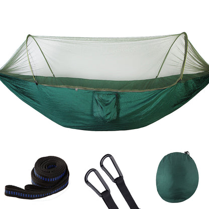 Fully Automatic Quick Opening Hammock With Mosquito Net Outdoor dealsniper-net Dark green 250x120cm