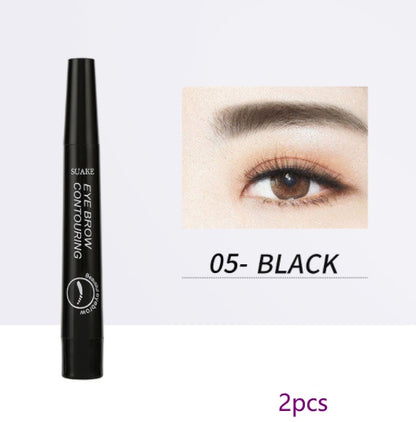 Four-Headed Bifurcated Eyebrow Pencil Lasts Beauty dealsniper-net No. 5 natural black 2PCS