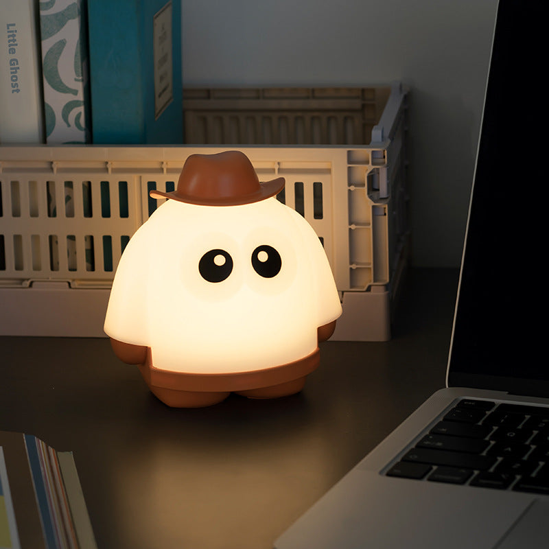 Halloween Children's Creative Cartoon Atmosphere Little Ghost Night Light Home Decor Gym From House Timing Electrodeless Dimming Orange Hat