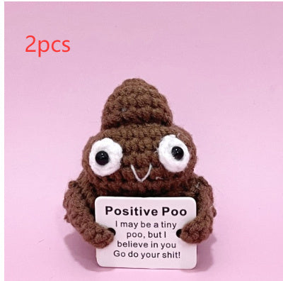 New Cute Positive Energy Pickle Doll Knitting Kids DealSniper.net Brown POO 2PCS