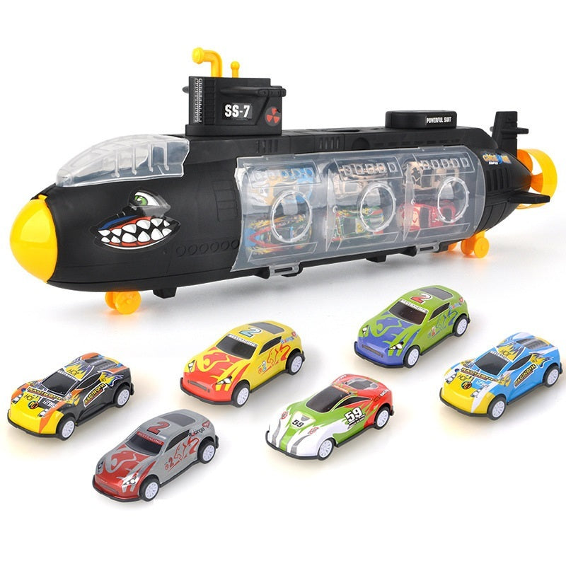 Shark Submarine Storage With Alloy Car Model Kids dealsniper-net Black With 6PC metal car