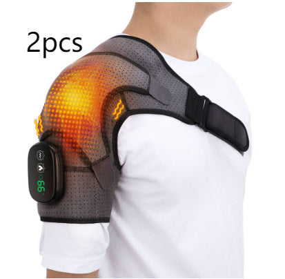 USB Rechargeable Convenient Electric Heating Shoulder Massage Health null Black Gray 2PCS