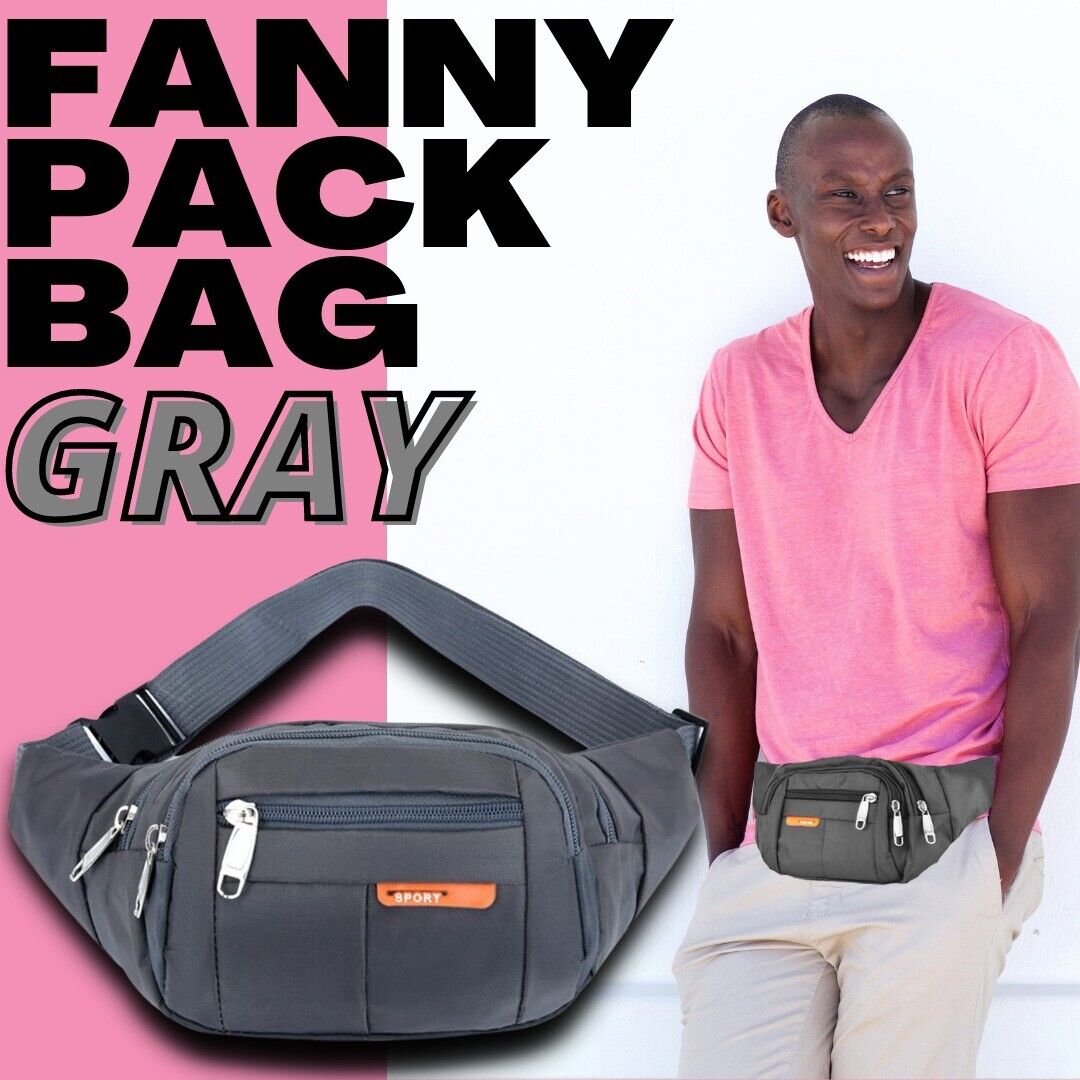 Men Women Fanny Pack Belt Waist Bag Cross Body Sling Shoulder Travel Sport Pouch Men dealsniper-net Gray Belt Bag