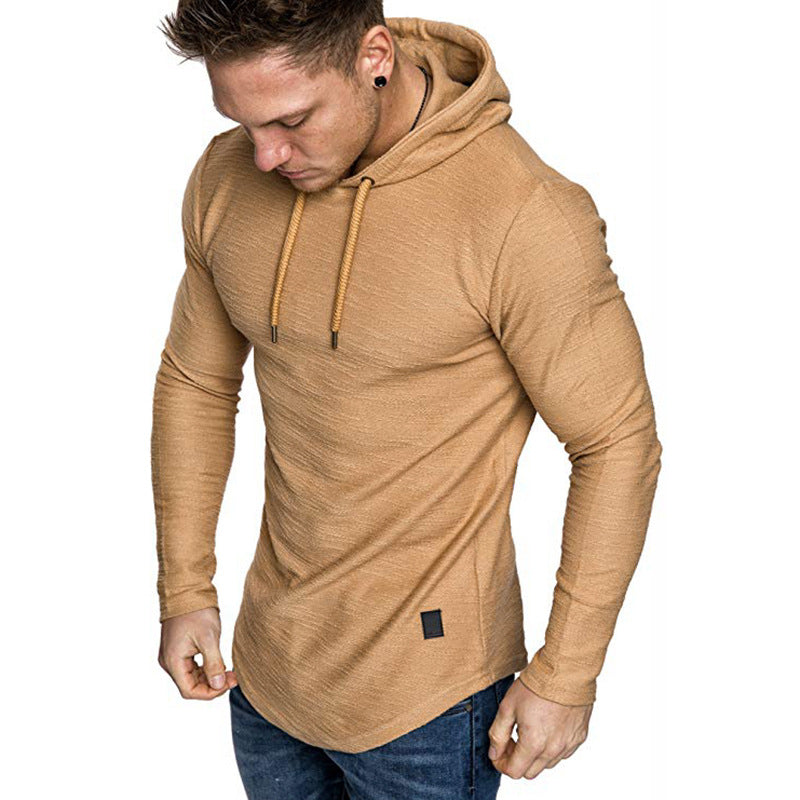 Men Hoodie Sweatshirt Casual Long Sleeve Slim Tops Gym T-shir Men dealsniper-net Khaki L