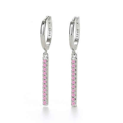 Sterling Silver Needle Tassle Fashion Earrings Jewelry dealsniper-net Pink Silver