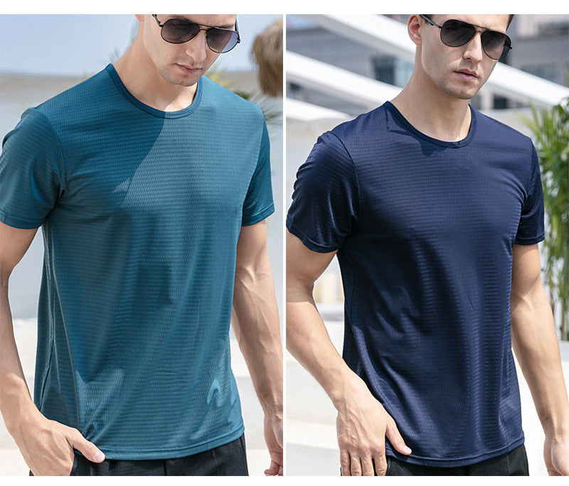 Ice Silk Short Sleeve T-shirt Men's Summer T-shirt Men DealSniper.net 2pcs crew neck blue to Navy 2XL