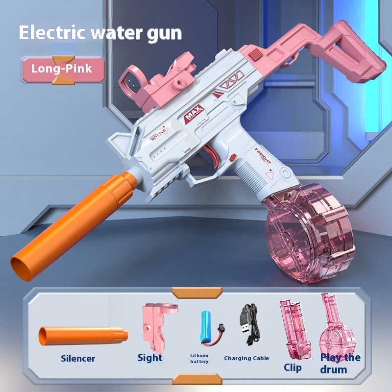 Children Automatic UZI Electric Backpack Water Submachine Gun Kids dealsniper-net Pink Long