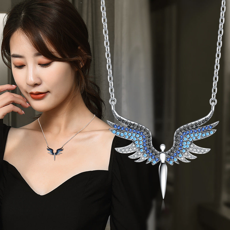 Titanium Steel Necklace For Women Creative Angel Wing Jewelry Gym From House