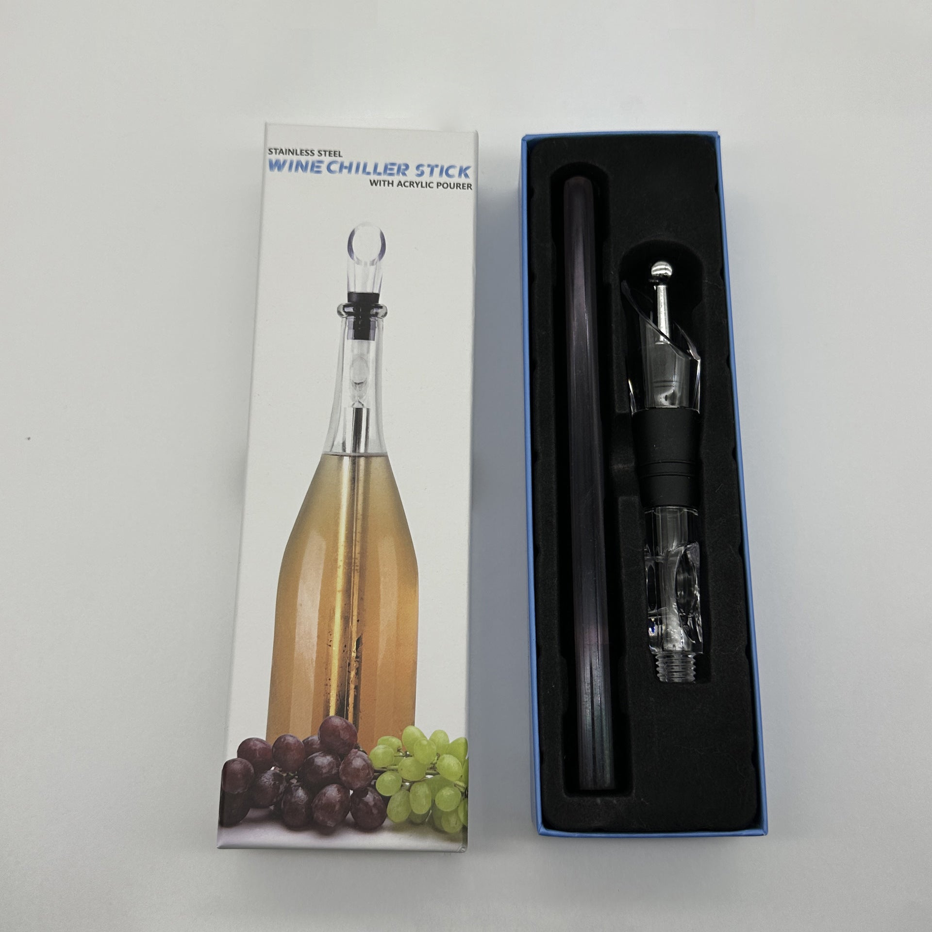 Wine Bottle Cooler Stick Stainless Steel Wine Chilling House DealSniper.net Black Box packing with wine stopper