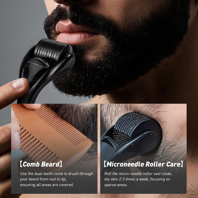 Beard Growth Hair Treatment Value Set Oil Microneedle Roller Suit Men Gym From House