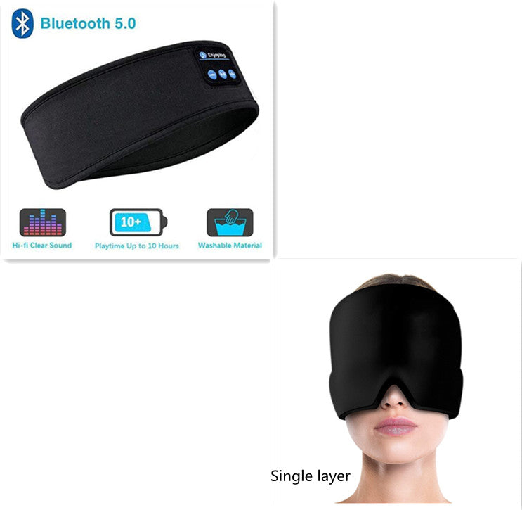 Wireless Bluetooth Sleeping Headphones Headband Thin Soft Elastic Comfortable Music Ear Phones Eye Mask For Side Sleeper Sports Sports DealSniper.net Black set4