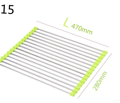 Folding Kitchen Drain Sink Rack Stainless Steel Kitchen DealSniper.net Green 15 L