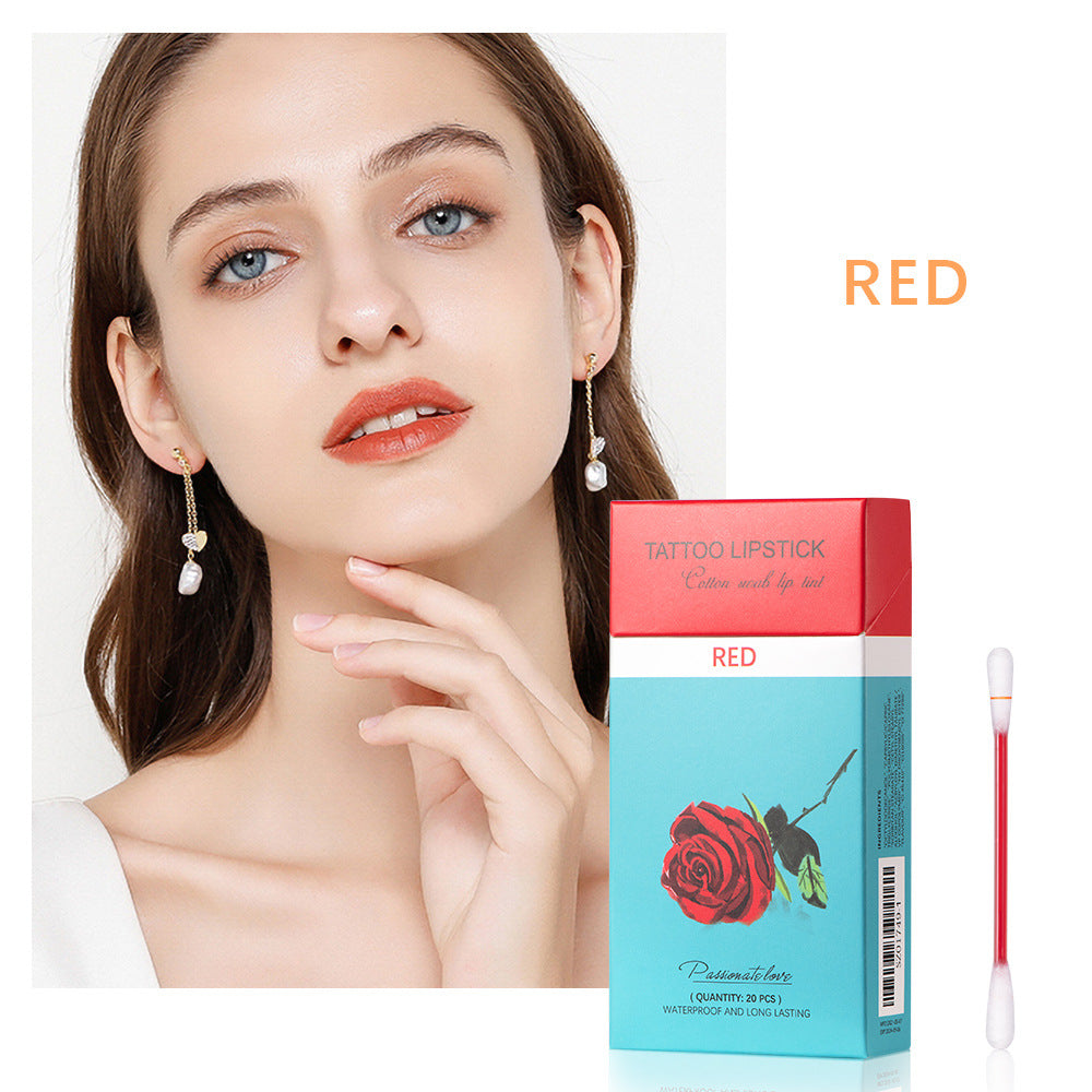 20 Pcs Set Cotton Swab Lipsticks Beauty Gym From House Positive red