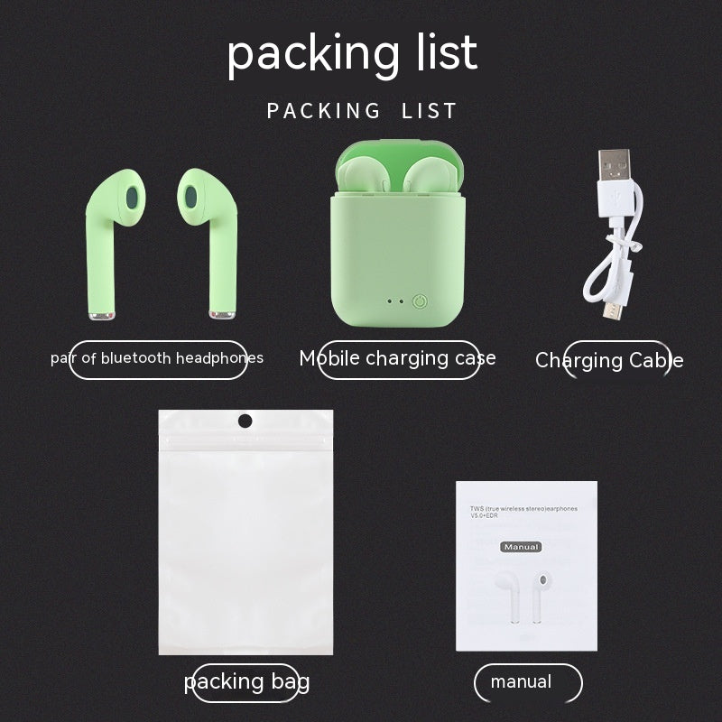 I7mini2 Macaron Bluetooth Headset Second Generation Electronics dealsniper-net Mini2 Opp Bag Green