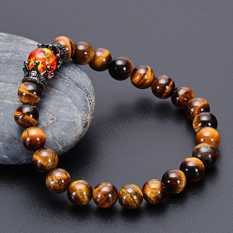 Obsidian Tiger eye White-barked Pine Vintage Bracelet Jewelry Gym From House