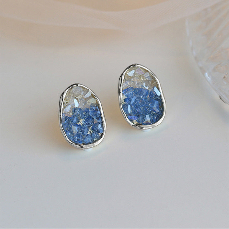 New Minimal Sea Crystal Stud Earrings For Women Jewelry Gym From House