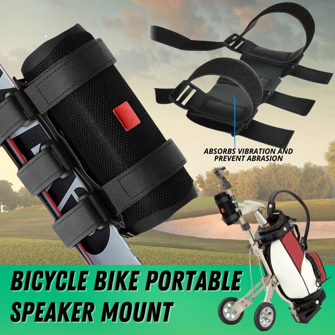 Bicycle Portable Bluetooth Speaker Mount For Golf Cart Bike Strap Accessories Outdoor dealsniper-net Black PU Leather