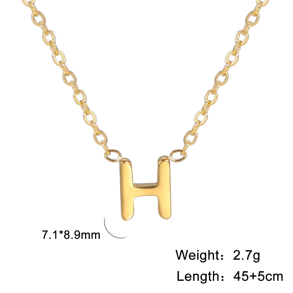 Fashion Alphabet Stainless Steel Necklace Jewelry dealsniper-net H