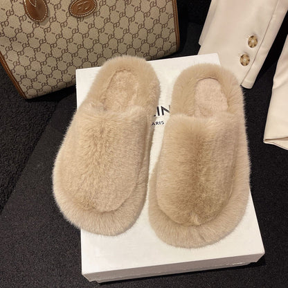 Women Home Slippers Winter Warm Shoes With 3cm Heel Women dealsniper-net Khaki 35.