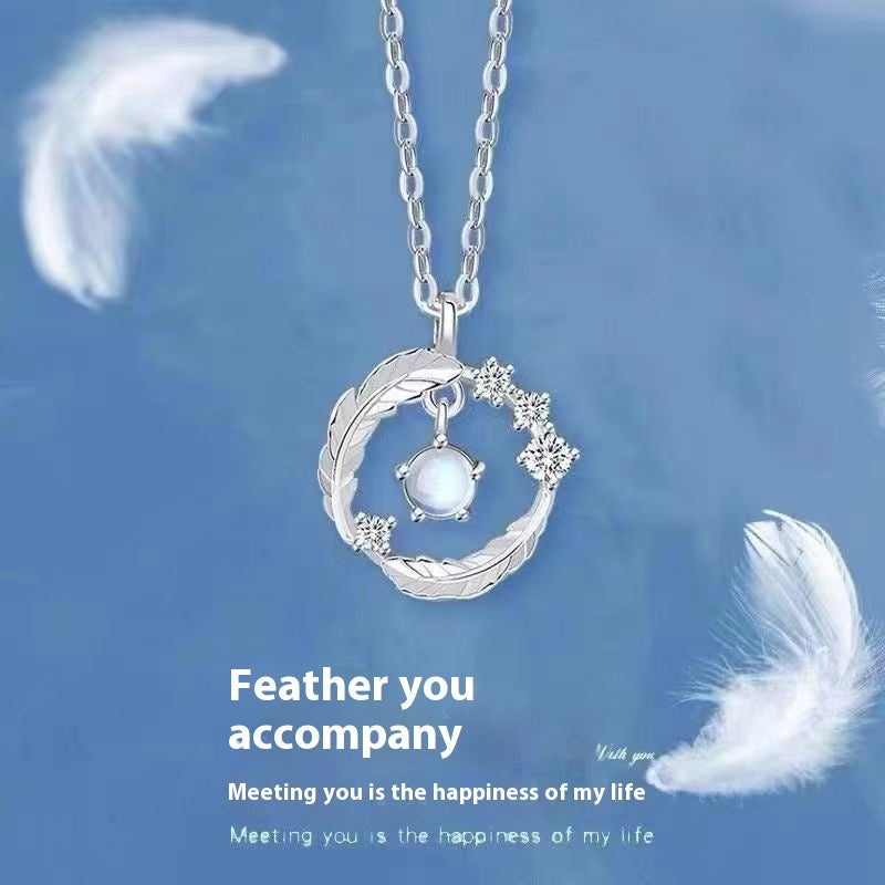 925 Silver Plated Feather Shape Pendant Necklace Jewelry dealsniper-net XU0040